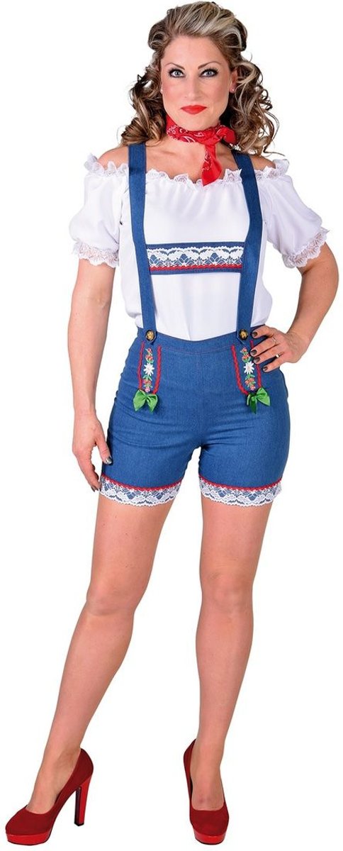 Boeren Tirol & Oktoberfest Kostuum | Tiroolse Hotpants Jeans Oktoberfest Vrouw | XL | Bierfeest | Verkleedkleding